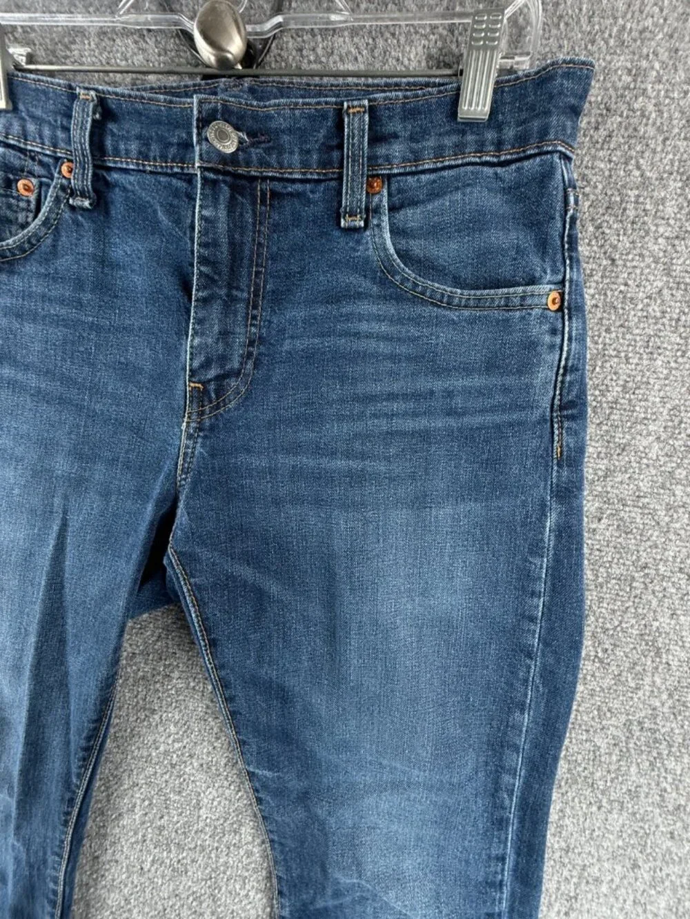 Levis 502 Premium Blue Denim Jeans Leather Patch Cotton Blend ACTL 31X30.5